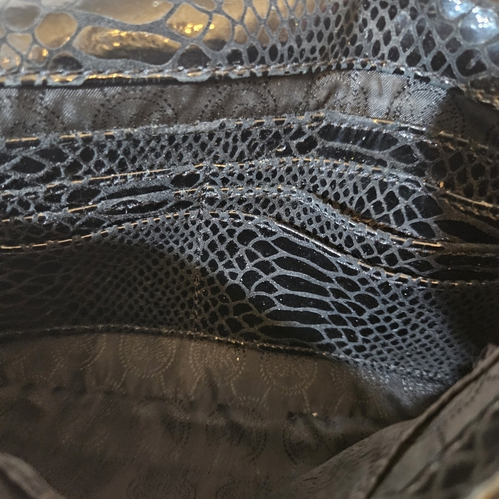 Michael Kors Metallic Black Python Effect Leather… - image 4
